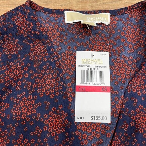 Michael Kors Womens Floral Fit & Flare Dress navy - Picture 3 of 8